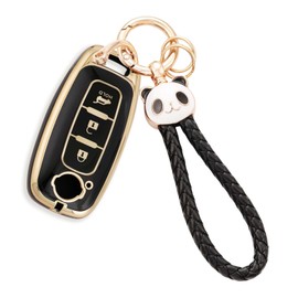 [HOYZE] 新型 エクストレイル キーケース キックス e-power キーカバー 適合日産アリア サクラ スマートキー セレナ ルークスキーホルダー パンダ ゴールドブラック