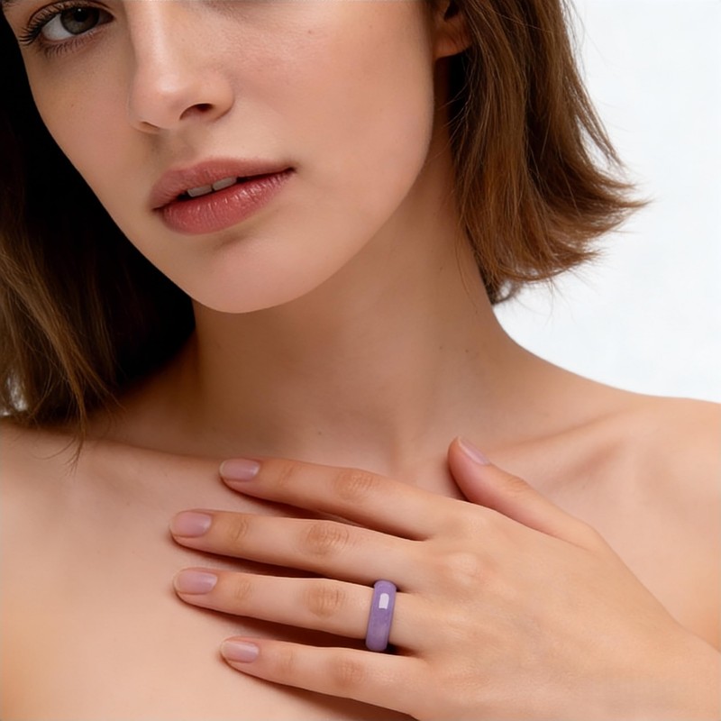 Jade Ring for Women, Lavender Ice Jade Band Ring Real