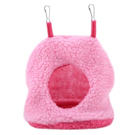 Parrot Nest Berber Fleece Warm Plush Hammock Hanging Swing Bed Cave for Pet Bird Pink