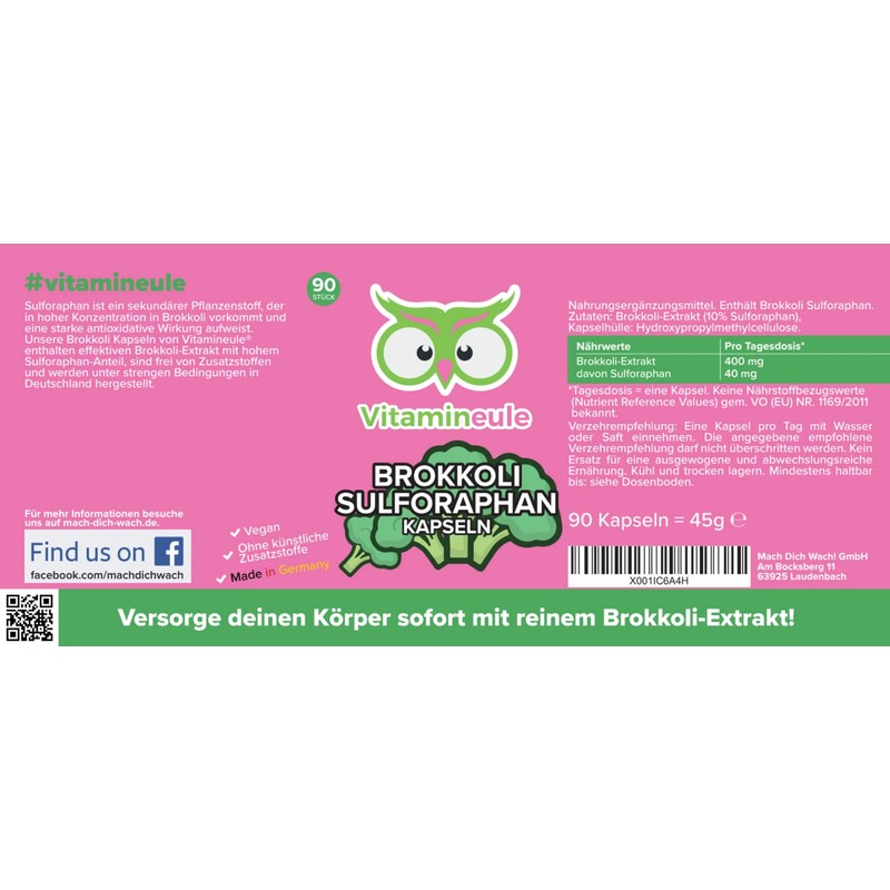 Broccoli Sulforaphane Capsules - High Dose - 400 mg Extract