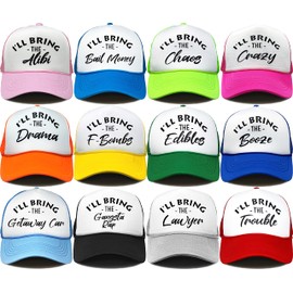 Funky Junque Bridal Bachelorette Party Snap Back Foam Trucker Hat I'll Bring The Baseball Cap, 12 - Mischevious Pack, One Size
