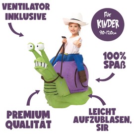 AirSuit® Inflatable Snail Costume for Children, Size 90 to 120 cm, Made of Very Durable Polyester, Comfortable to Wear, Includes Inflation System, Giant Animal, OriginalCup®