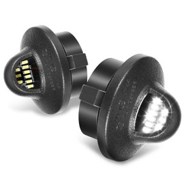 Auto Dynasty License Plate Light Compatible with 1989-2011 Ford Bronco Excursion Explorer Ranger Mountaineer F-Series, Pair of Full White LED License Plate Lamp Assembly, Black Housing Clear Lens