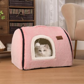 cat Bed cave-cat beds for Indoor Cats,Soft and Comfortable Cute Pet Bed，cat House,with Removable Washable Cushioned Pillow,Enclosed cat Bed,Kitty cat hut、Hideaway,Small Large Dog Tent (Grey)