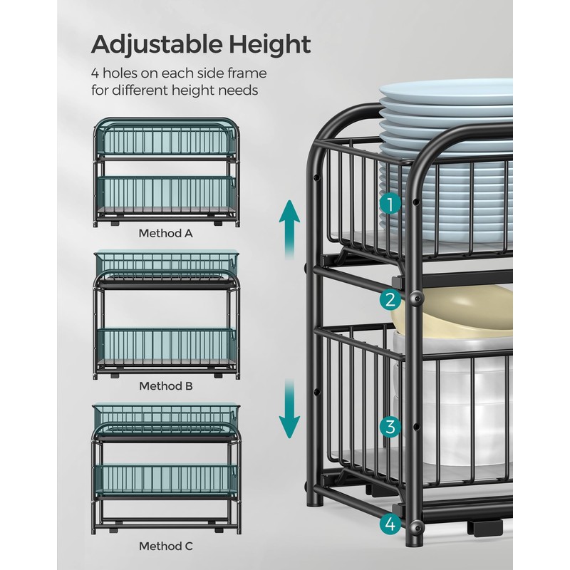 SONGMICS 2-Tier Stackable Cabinet Organizer - Gondola Shelving with 2