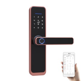 TASO CERRADURA INTELIGENTE (BRONCE) Con 5 mtodos de apertura, huella digital, clave numrica, tarjeta RFID, por medio del celular y llave fsica.       