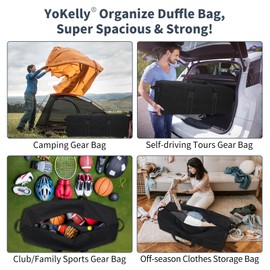 180L Large Duffle Bag for Travel Camping - 52 Inch Large Holdall Duffel Bag, Sport Equipment Storage Bag with 2 Sides Handles 132x36x36cm-Black