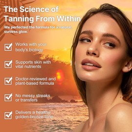 Tanning Gummies Sunless Tanning Supplement for Women and Men, 60 Count