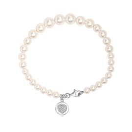 LeCalla 925 Sterling Silver Heart Charm Multi-Size Pearl Bracelet for Women