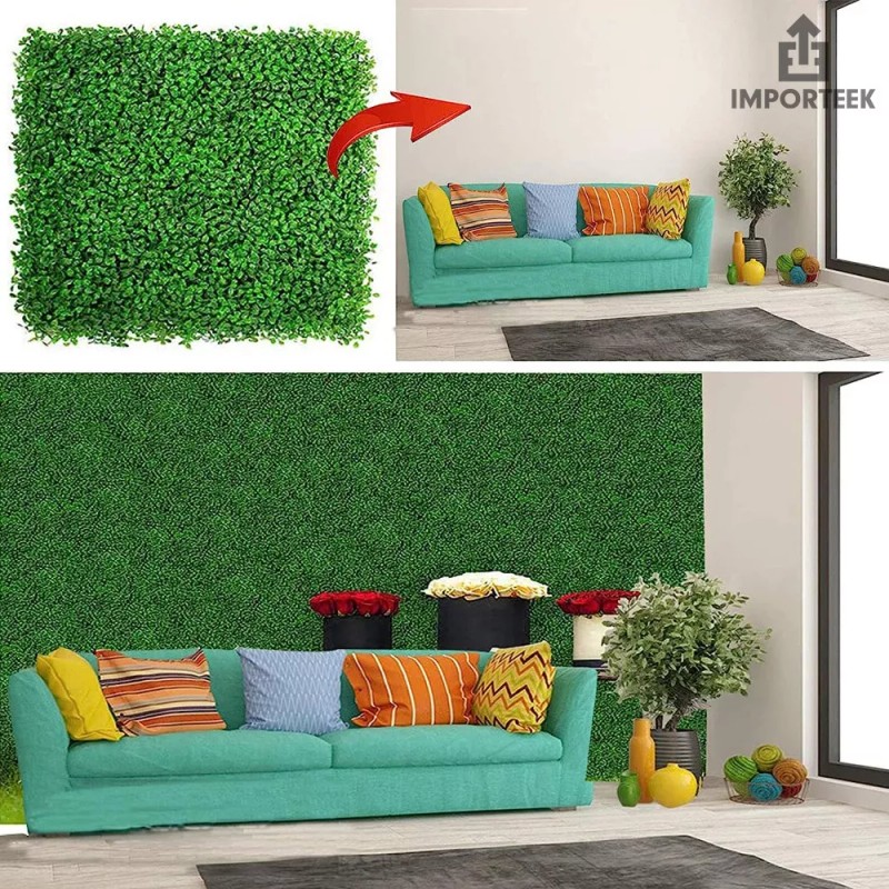 Importeek 15pz Muro Verde Follaje Pared Artificial Sintetico 60x40cm