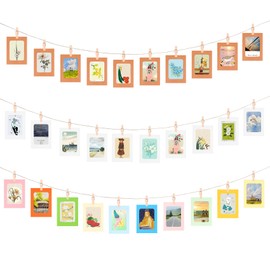 QXUJI 30 Pack Cardboard Paper Photo Frames, Wall Hanging Photo Display with Clips, Collage Picture Frame for Boho Wall Decoration, Photo Holders, for Home, Office, School Classroom, Party, 4x6 Inch