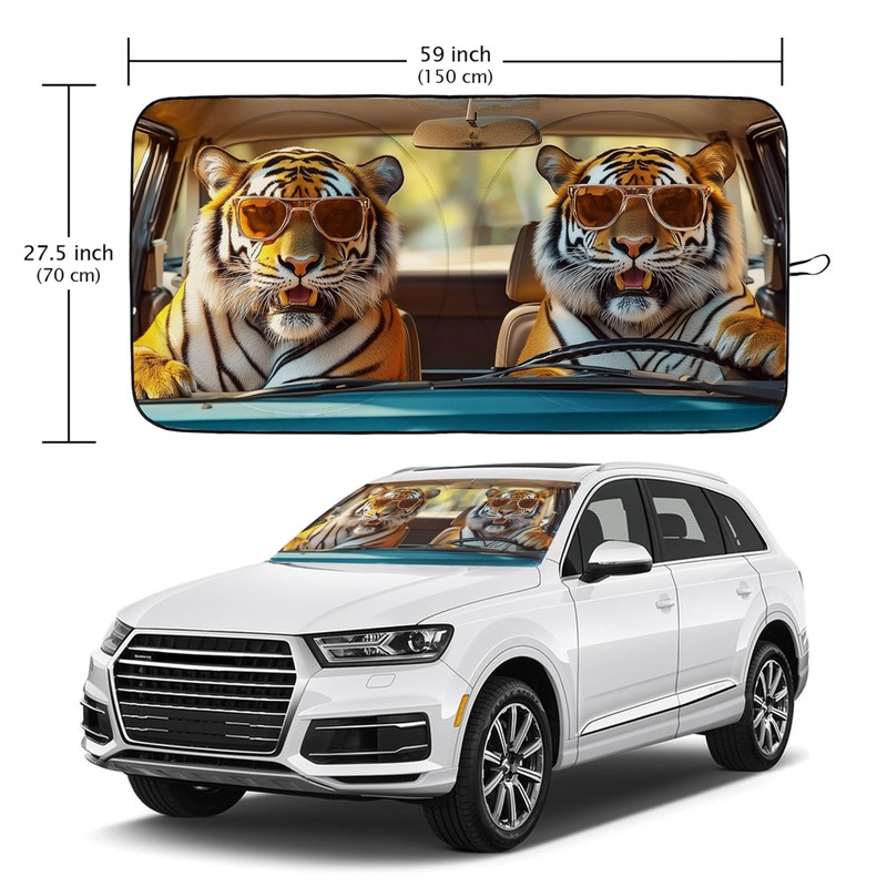 Tiger Car Windshield Sun Shade Foldable Sunshade Front Window Cover