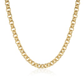 THE BLING KING Premium 8mm Gold-Plated Diamond Cut Belcher Chain, 20 Inch – 60g Elegant and Durable Necklace for Men & Women