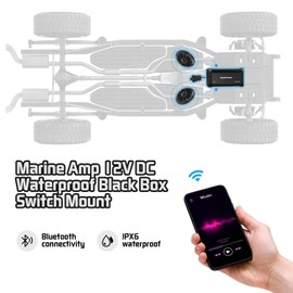 ThundrTunes Marine Powersport Bluetooth Amplifier Audio System with 2pcs Black Speakers, Class D 60W x 4 CH, Switch Mount, Suitable for Motorcycle, UTV, ATV, Boat