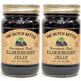 The Dutch Kettle Amish Homemade Style Elderberry Jelly 2 - 19 Oz Reusable Jars Gluten Free Seedless