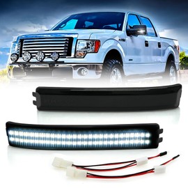 D-Lumina LED Side Mirror Turn Signal Lights Smoked Lens White for Fo-rd F150 2009-2014, Raptor 2010-2014, Side Marker Mirror Light Assembly Replace Factory Amber Reflector Lamp, Pack of 2