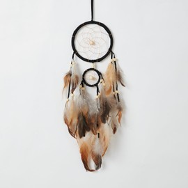 Pretty Jolly Small Indian Dream Catchers Wall Decor Handmade Woven Black Feather Dreamcatchers Wall Hanging for Bedroom,Living Room,Wedding Party,Home Decor-2 Rings