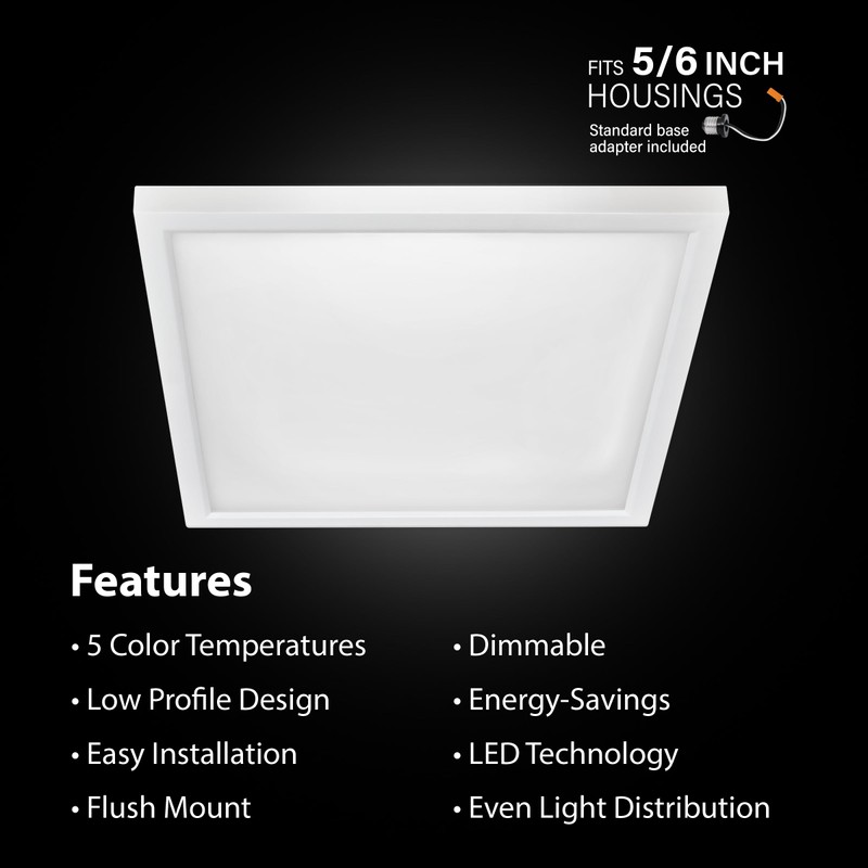 Feit Electric 7.5 Inch LED Square Ceiling Light, Dimmable Flat