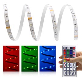 Rated 2 Meter LED RGB Strip Light kit 30 LEDs/m + Controller with 44 Key Remote + 3 A Power Supply