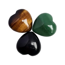 Manekieko Manekieko 3 Pcs Natural Pocket Palm Thumb Healing Crystal Heart Love Worry Stones,25mm Reiki Balancing Crystal and Healing Stones