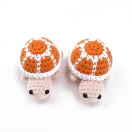 caiyjhao 2PCS Mini Funny Front Turtle, Mini Crochet Turtle is Suitable forRoom, Table, Home Decoration, Car Decoration, Birthday, New Year and Graduation Gift (Orange)