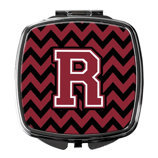 Caroline's Treasures Letter R Chevron Garnet and Black Compact Travel