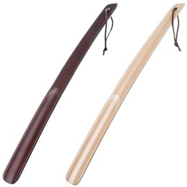 PCEEL Shoe Horn, Wooden Long Shoe Horn -15"/38cm - Super Strong Genuine Wood, Smooth and Easy to Store, Shoehorn Fit for US Men(Multicolor)
