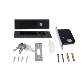 LWZH 6.3" Sliding Barn Door Mortise Latch Black Lock Invisible Recessed Handle Latch Interior Pocket Door Lock (1 Pack)