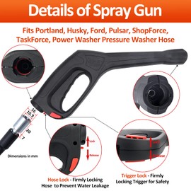 Bear Force Replacement Pressure Washer Spray Gun with Turbo Nozzle & 5 Spray Nozzle Tips, Compatible with Portland Husky Ford Pulsar ShopForce Taskforce Powerwasher