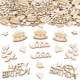 Confetti Birthday, Confetti Birthday, Pack of 100 Wooden Confetti Decoration, Birthday Table Decoration, Girls, Boys, Children for Birthdays, Parties Decoration