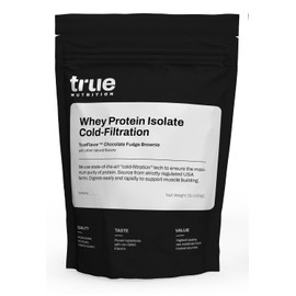 True Nutrition - Chocolate Whey Protein Isolate Cold-Filtration -100% Whey Protein Powder -27g Protein per Serving - Mixes Easily and Tastes Great - Third Party Tested - Chocolate Fudge Brownie - 1lb