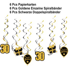 GoldRock 30th Birthday Decoration Spirals, 30th Birthday Women Men Decoration, Streamers Birthday 30 Years, Hanging Swirls Birthday Decoration 30, 30s Birthday Man Hanging Decoration, Decoration 30th