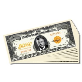 $10,000 Dollar Gold Certificate Novelty $10,000 Bill - Set of 25 With 1 Bonus Christopher Columbus Bill