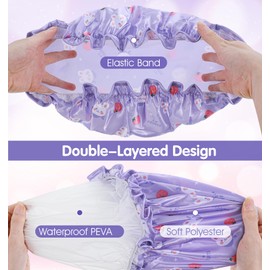 Shower Cap Kids, 3 Pcs 10 Inch Girls Toddler Shower Cap with Waterproof Reusable Double Layers & Elastic Band for Kids, Women, Sleeping, Bath, Travel, Home, (3 Colors)