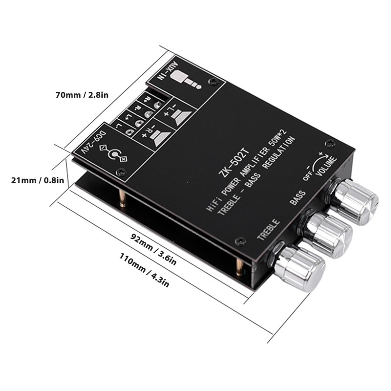 Bluetooth Amplifier Board, Tpa3116d2 Bluetooth Receiver Stereo Sound Digital Amplifier