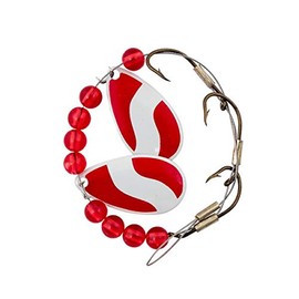 Lucky Strike Bait Works Crawler Harness, #30 lb Test Stainless Steel Wire and Willow Leaf Blades for Bass and Walleye, Designed in Canada (Red/White)
