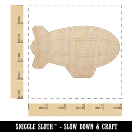 Blimp Dirigible Zeppelin Airship Silhouette Unfinished Wood Shape Piece Cutout for DIY Craft Projects - 1/8 Inch Thick - 4.70 Inch Size