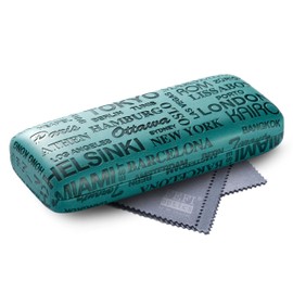 FEFI - Hard Case Glasses Case with Elegant Embossing - Includes Glasses Cleaning Cloth, turquoise