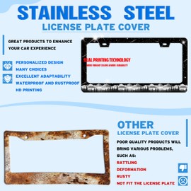 Mountains License Plate Frame Stainless Steel Beautiful Night Sky Mountain License Plate Holder For Front And Rear Car Tags Funny For Car Decoration Accessories With Screws 6.3 X 12.2 In For Women Men