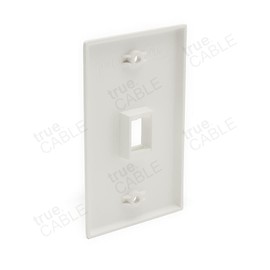 trueCABLE 2 Port Single Gang Keystone Wall Plate, UL Listed, Low Profile Design, Universally Compatible with Modular Ethernet, A/V, Coaxial, and Optical Fiber Keystones, 1 Pack, White