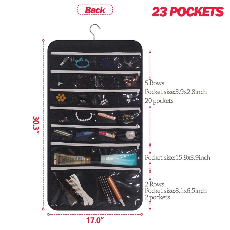 DIOMMELL Hanging Jewelry Organizer 47 Pockets with Zipper for Earrings