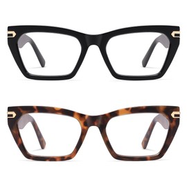 AMOMOMA Oversized Cat eye Reading Glasses for Women,Men Blue Light Blocking Computer Readers Spring hinge AM6148C1+C2 3.0