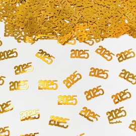 2025 New Years Confetti,Glitter Metallic Foil New Year Eve Party Confetti,2025 New Year Favors Confetti Sprinkles Sequins for New Year Eve Party Decoration (golden)