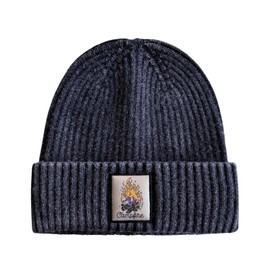 Isurrender Outdoor Skull Patch Beanie for Men and Women Unisex Soft Knit Winter Hat for Camping and Fishing (US, Alpha, One Size, Camp fire-Navy)