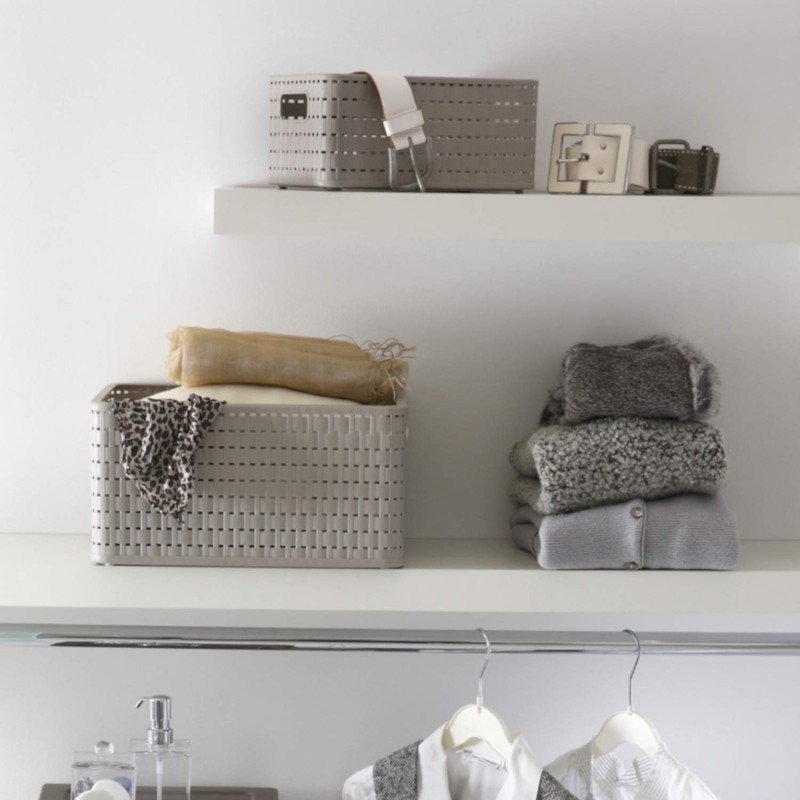 Rotho Country storage basket in rattan look, plastic (PP).