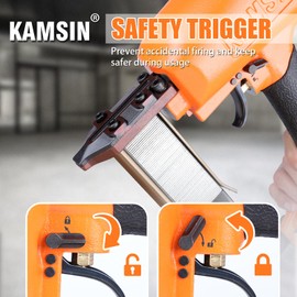 KAMSIN 21N838 Heavy Wire Pneumatic Construction Stapler, 16 Gauge, 7/16'' Crown, 3/4-1 1/2'' Length Staples, Lighter Medium Crown Stapler for Sheathing, Roof Decking