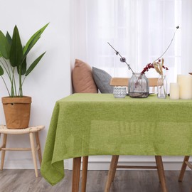Deconovo Faux Linen Wipeable Tablecloth Rectangle Table Cover for Garden 52x70in(132x178cm) Green
