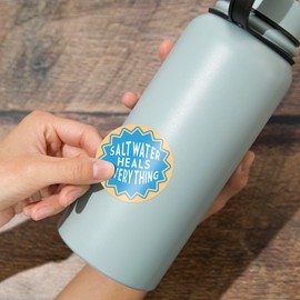 Die Cut Sticker Saltwater Heals Everything, Simply Said, Contour Vinyl Sticker 1 to 3 inches (Waterproof Decal for Cars, Water Bottles, Laptops, Coolers), Small