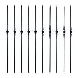 Elecmate Staircase Iron Balusters (Box of 10) Stair Parts 1/2" Square Metal Balusters - Hollow Single Spoon Staircase Spindles (Real Satin Black), E03-2
