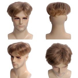 H&Bwig Men Short Toppers Hairpiece Clip in Hair Extensions for Covering White Loss Hair Toupee (Blonde)